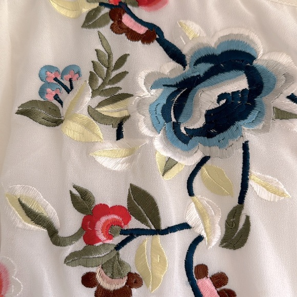 ASOS floral embroidered chiffon midi peasant dress - Picture 4 of 9